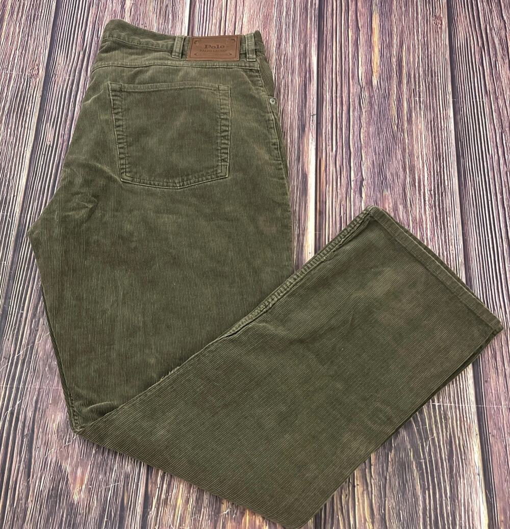 POLO RALPH LAUREN Corduroy Classic Green Jeans Mens 40x32 (Actual 39x32)